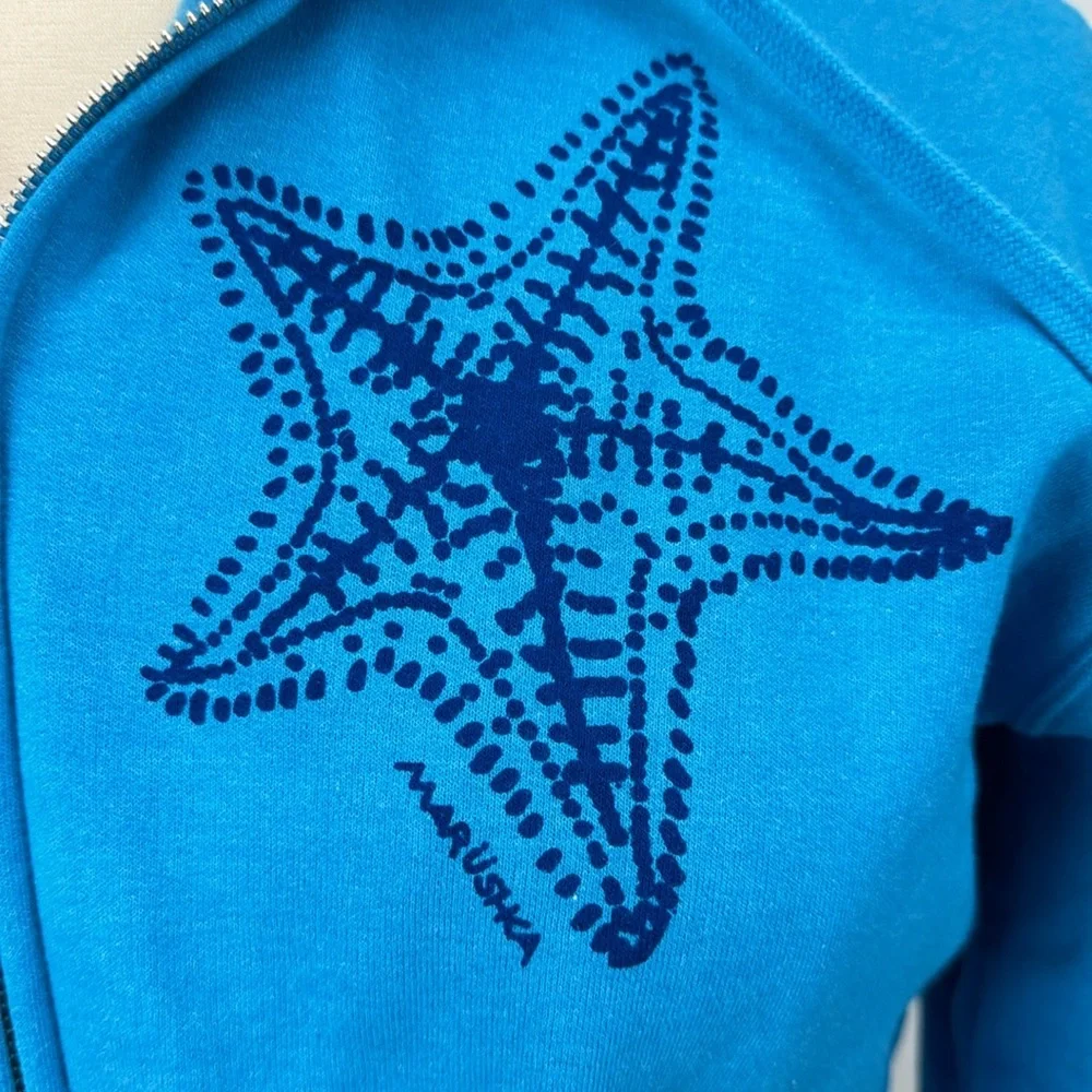 NWOT Hand printed starfish Marushka hoodie blue XL - Picture 2 of 6